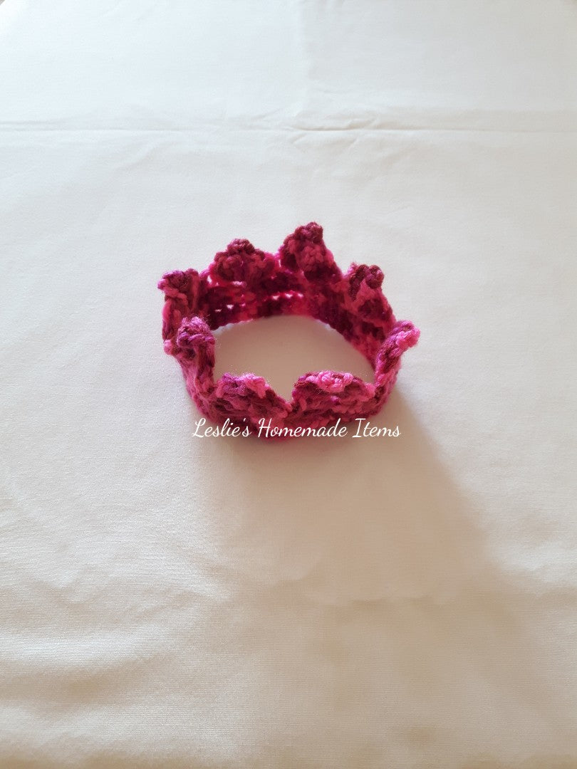Crochet Baby Crown - Princess/Prince, Sweet Soft Keepsake, Gentle Fit : Pink