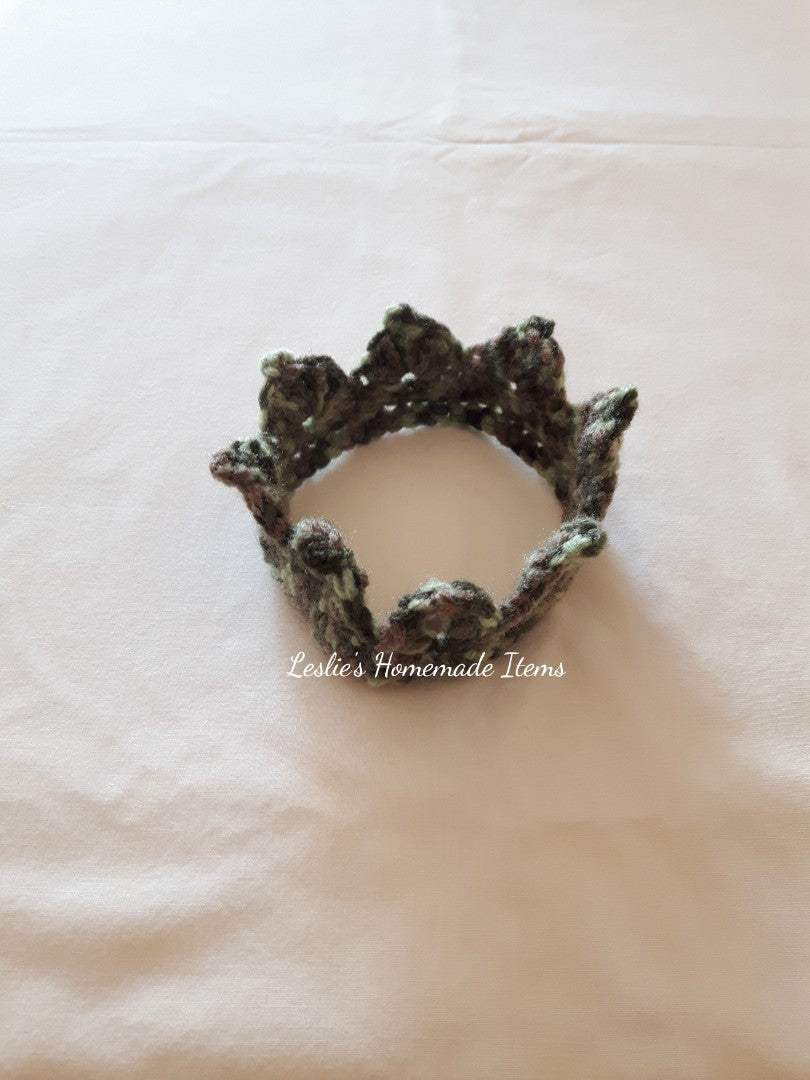 Crochet Baby Crown - Princess/Prince, Sweet Soft Keepsake, Gentle Fit : Green