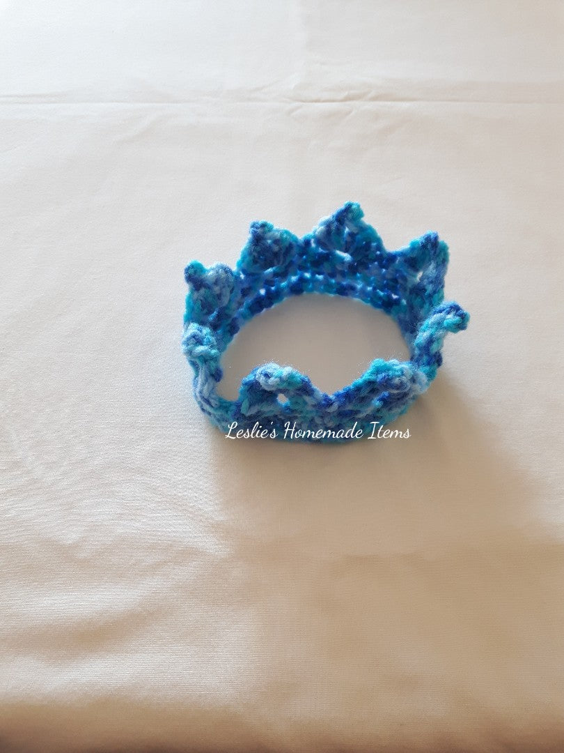 Crochet Baby Crown - Princess/Prince, Sweet Soft Keepsake, Gentle Fit : Blue