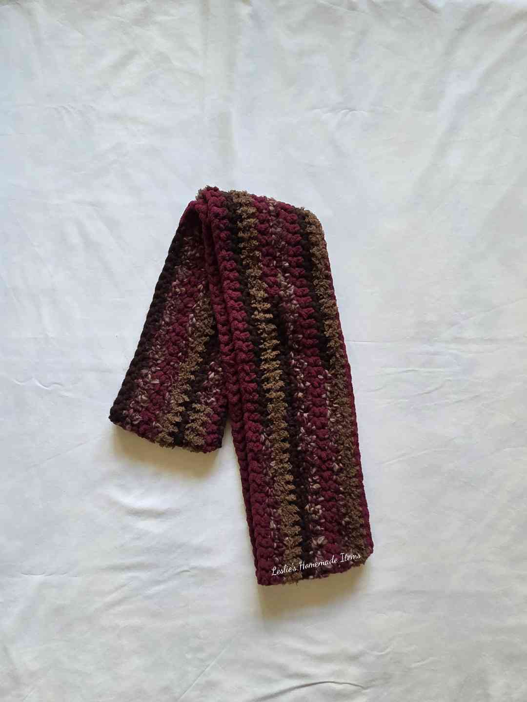 Crochet Infinity Scarf - Soft, Snuggly, Bulky : Burgandy Brown - 59" L x 5.5" W