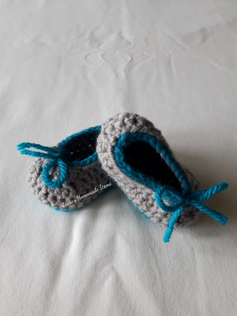 Crochet Baby Booties - Neon Accent, Gentle Fit, Lightweight, Warm : Blue 0-3mos