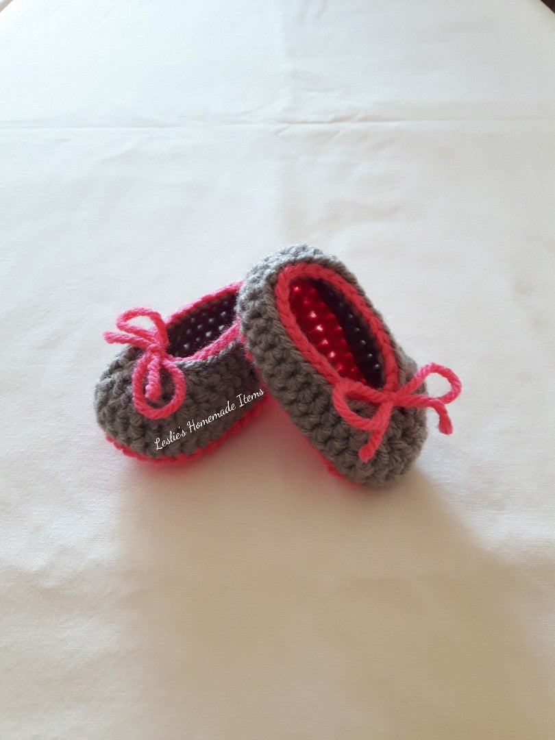Crochet Baby Booties - Neon Accent, Gentle Fit, Lightweight, Warm : Pink 0-3mos