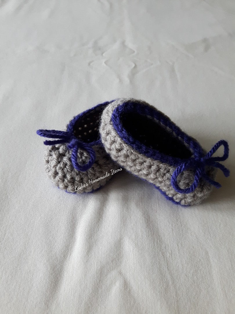 Crochet Baby Booties - Neon Accent, Gentle Fit, Lightweight, Warm : Purple 0-3mos