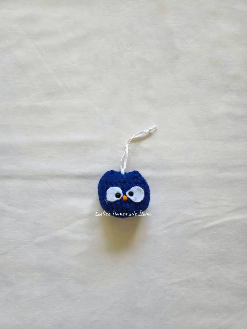 Crochet Owl Ornament - Holiday Decor, Festive, Unique : Blue