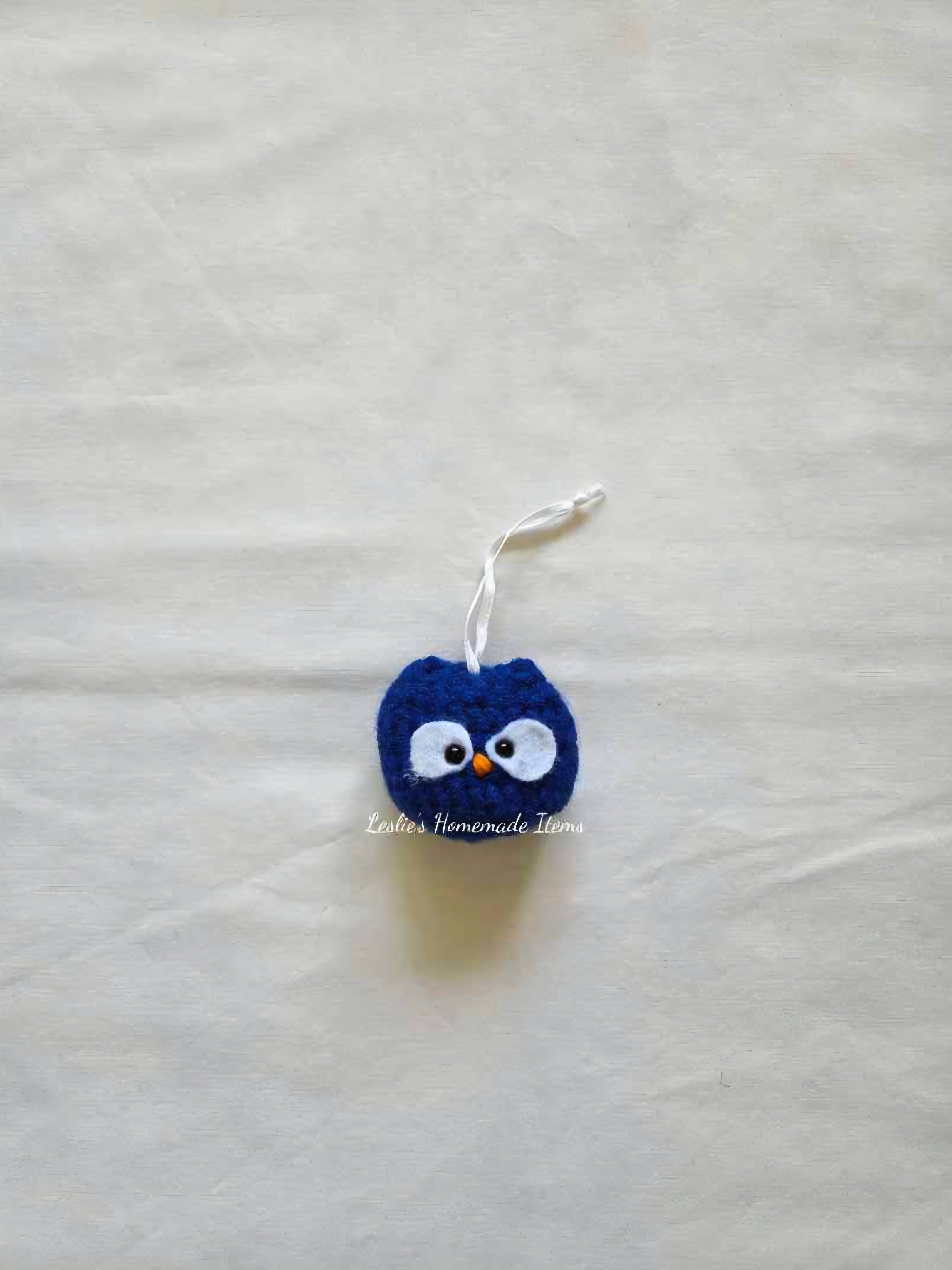 Crochet Owl Ornament - Holiday Decor, Festive, Unique : Blue