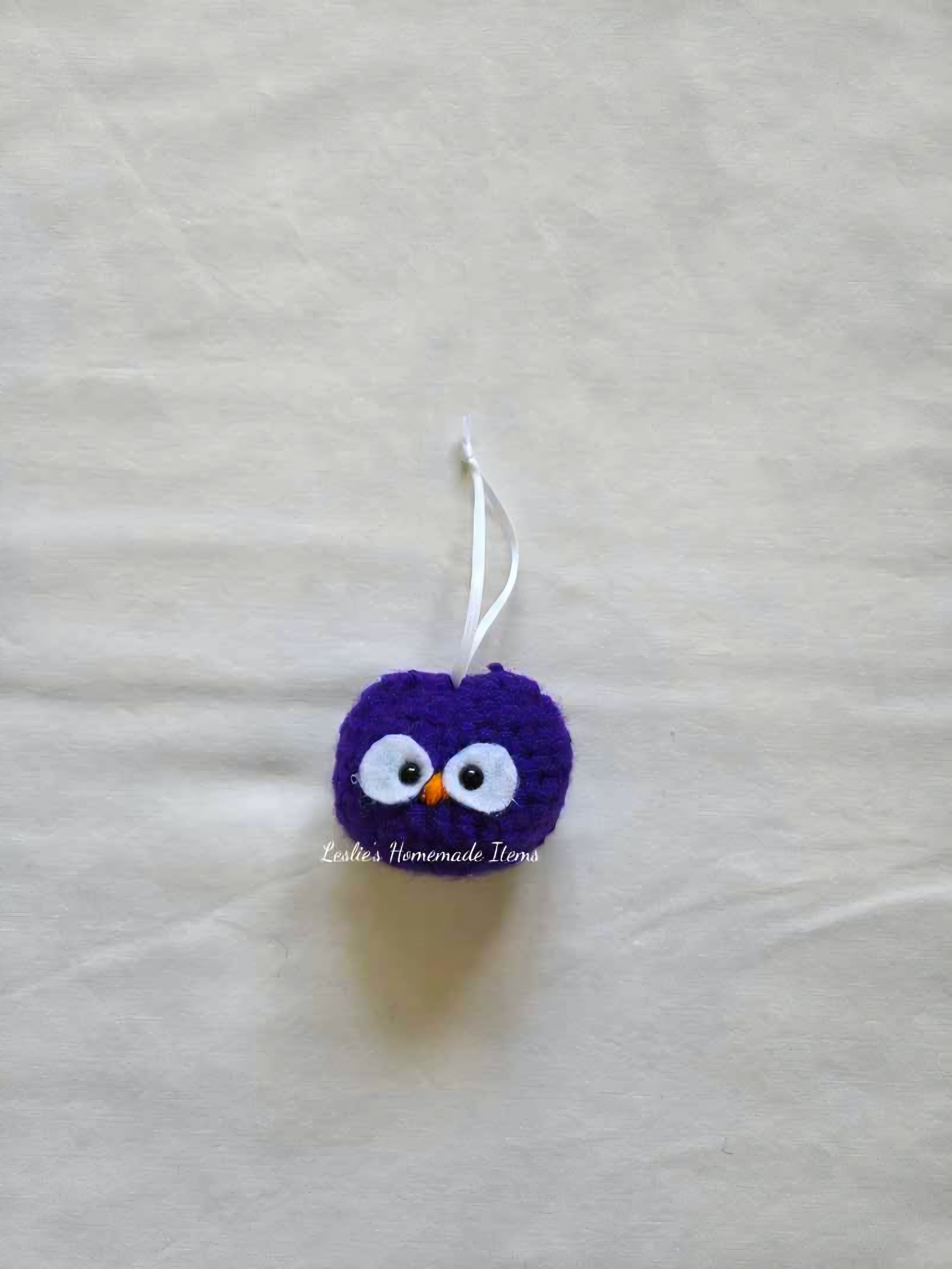 Crochet Owl Ornament - Holiday Decor, Festive, Unique : Purple