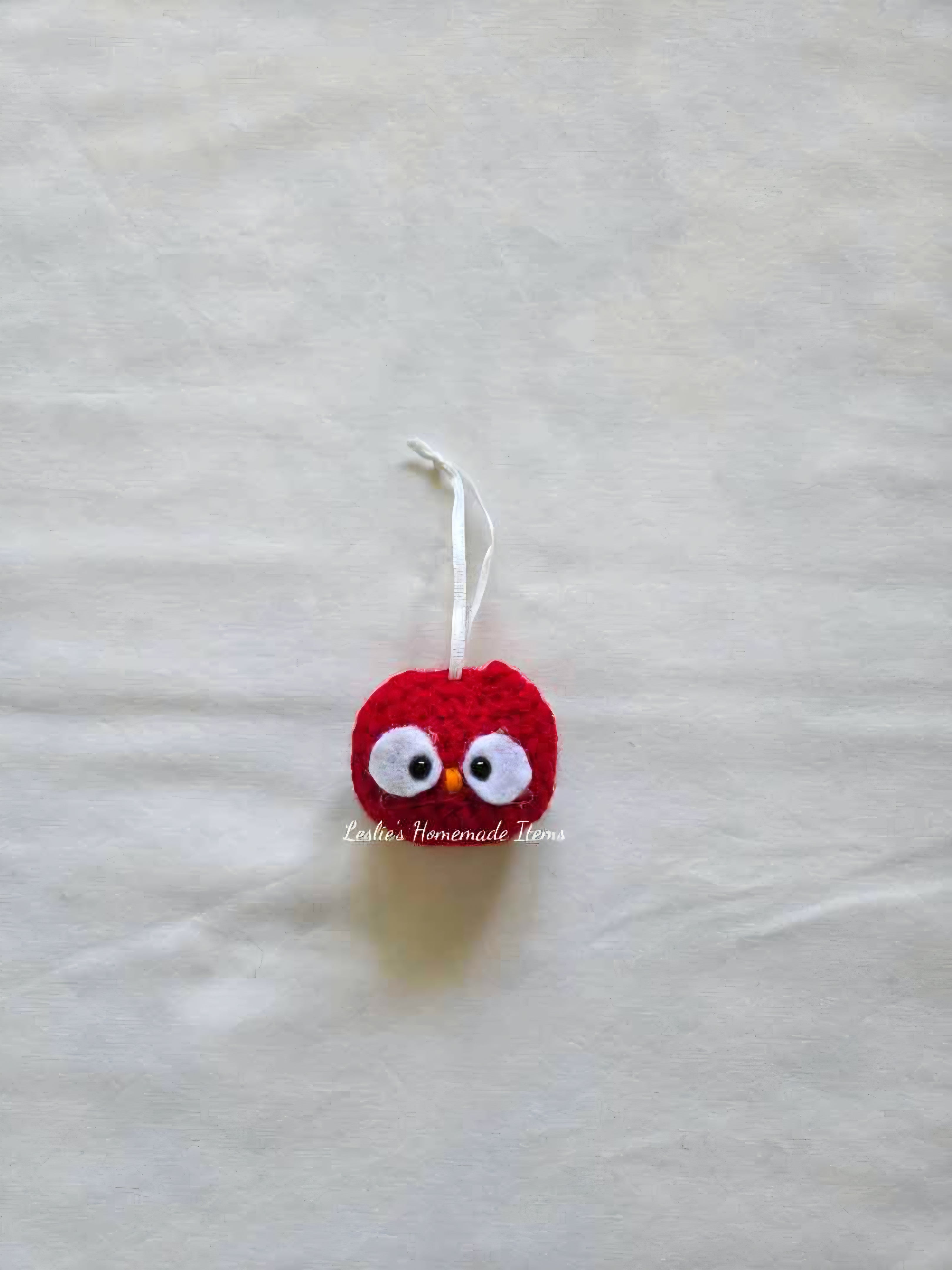 Crochet Owl Ornament - Holiday Decor, Festive, Unique : Red