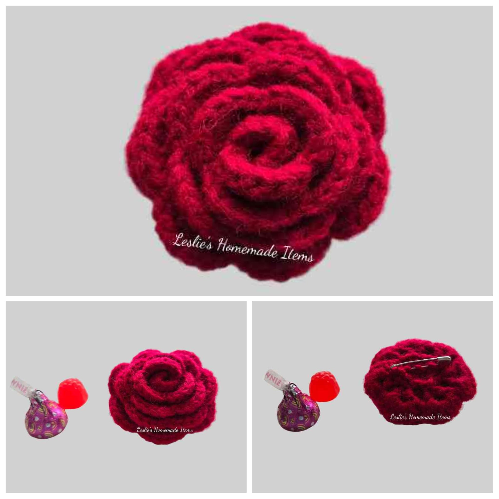 Crochet Rose Pin - Elegant, Never-Wilt Flower, Everlasting Floral Gift