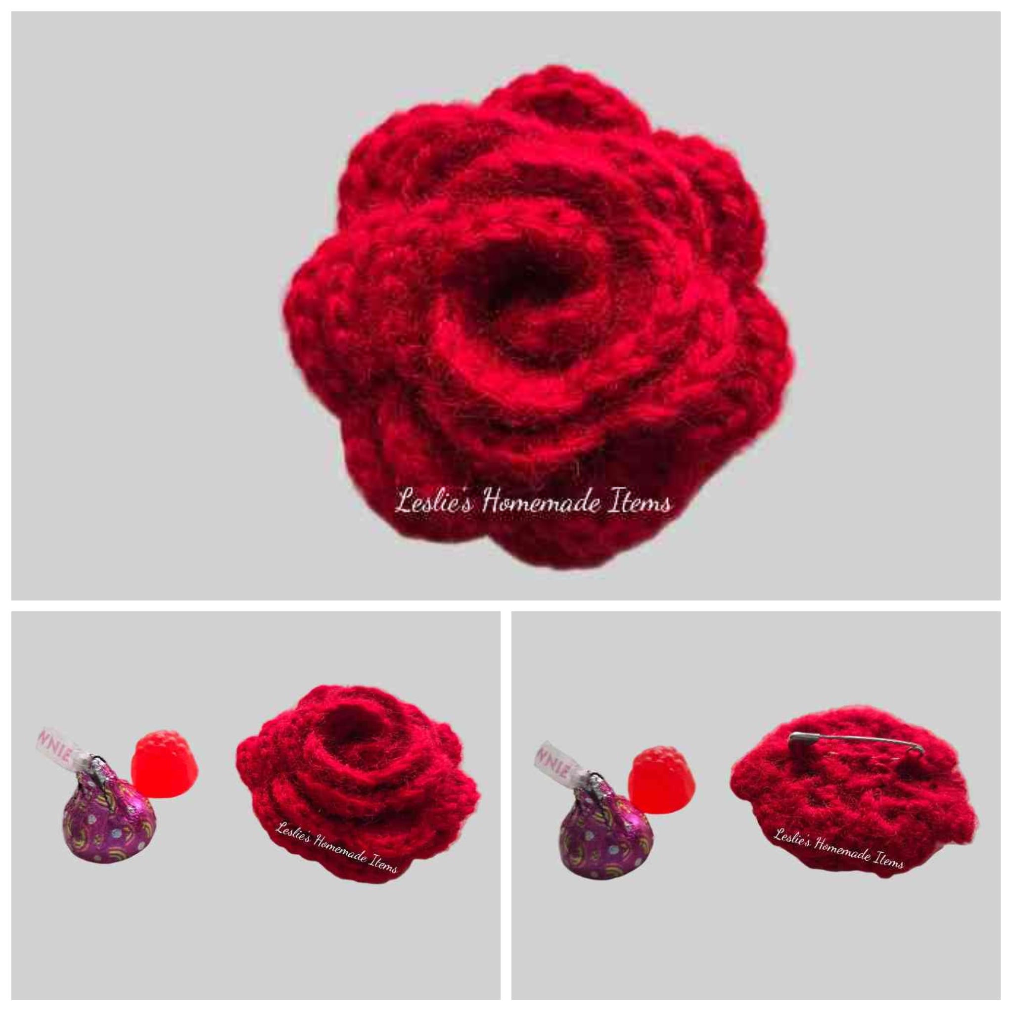 Crochet Rose Pin - Elegant, Never-Wilt Flower, Everlasting Floral Gift