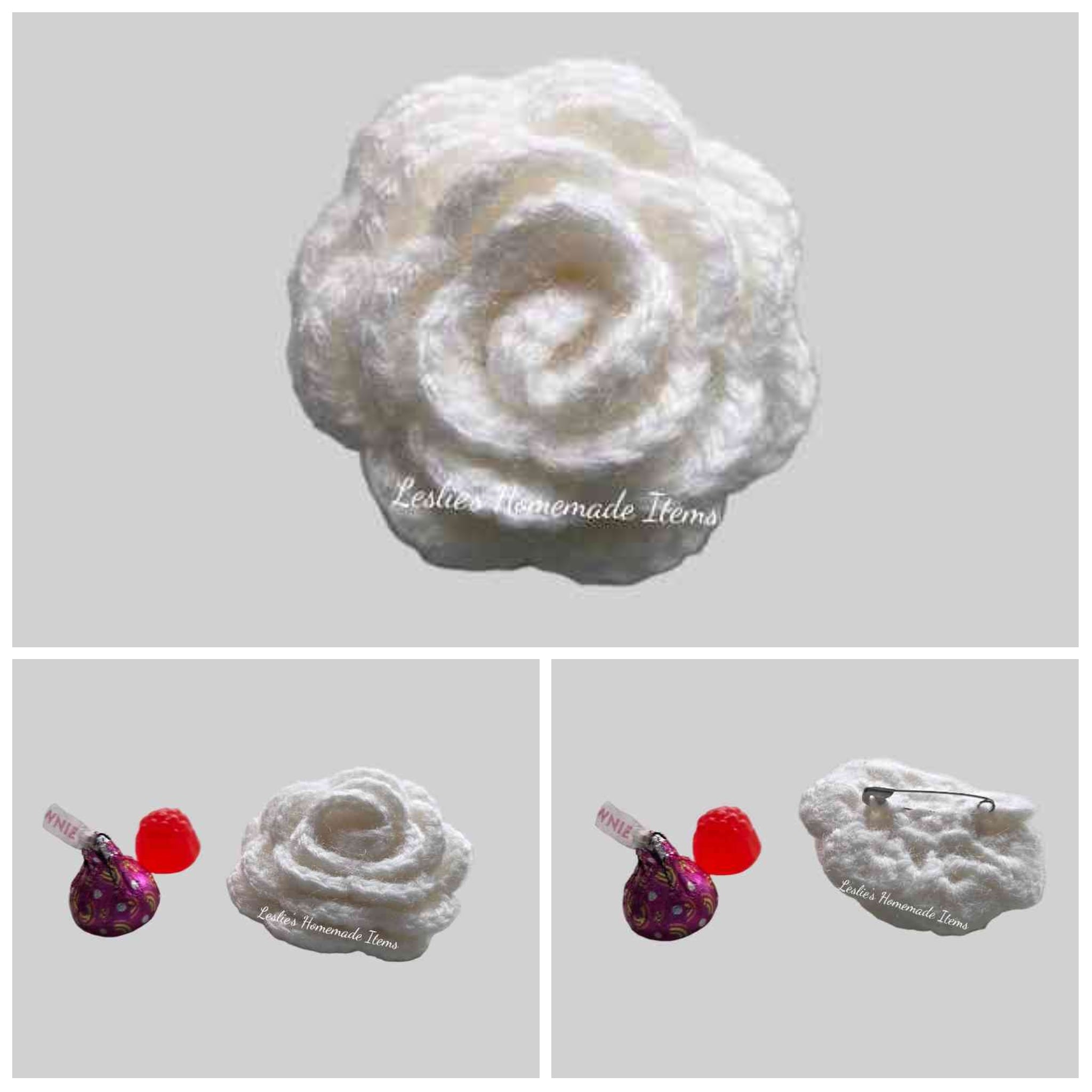 Crochet Rose Pin - Elegant, Never-Wilt Flower, Everlasting Floral Gift
