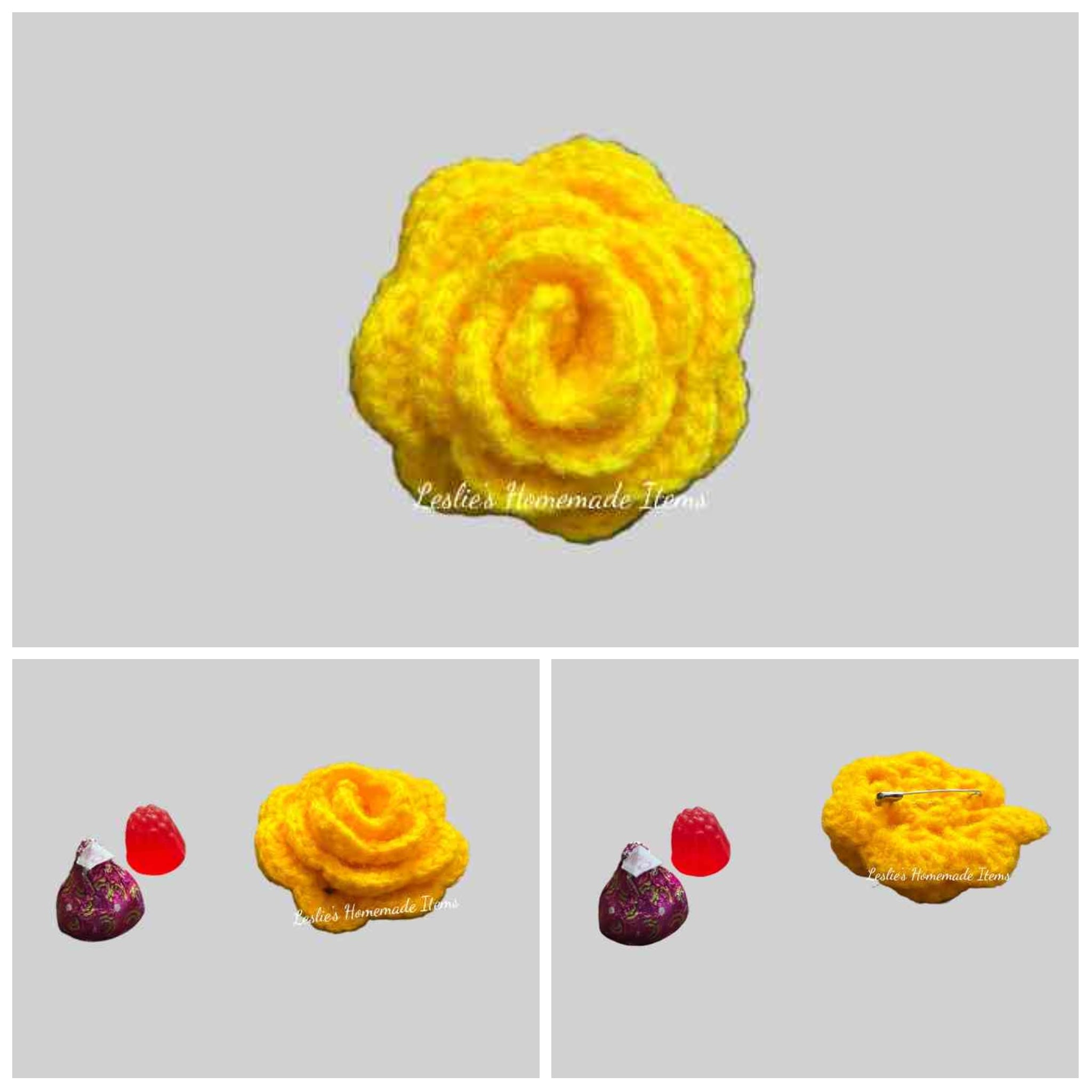 Crochet Rose Pin - Elegant, Never-Wilt Flower, Everlasting Floral Gift