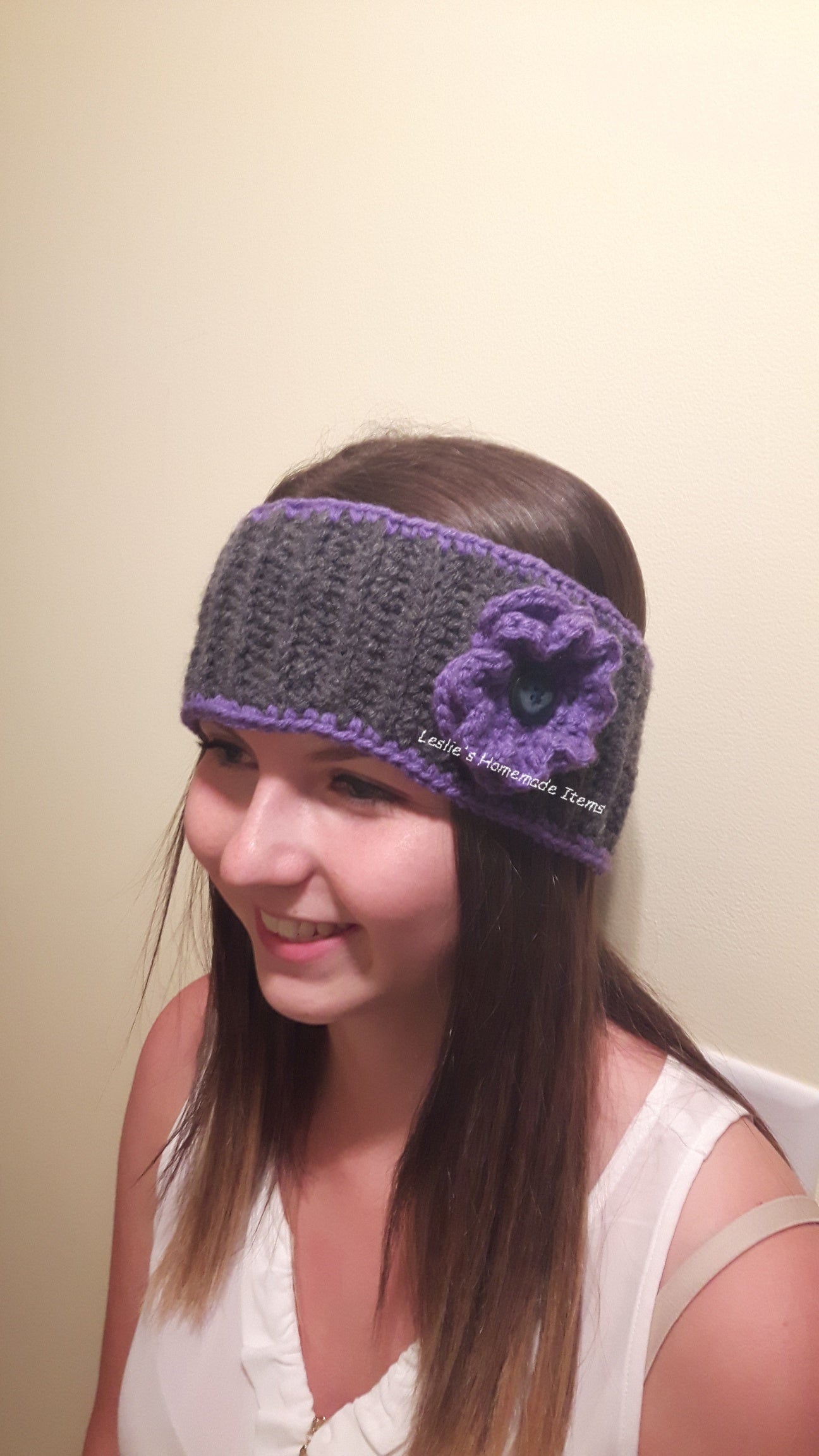 Crochet Flower Headband - Warm, Ear Warmer, Soft, Stretchy Fit, Wide :